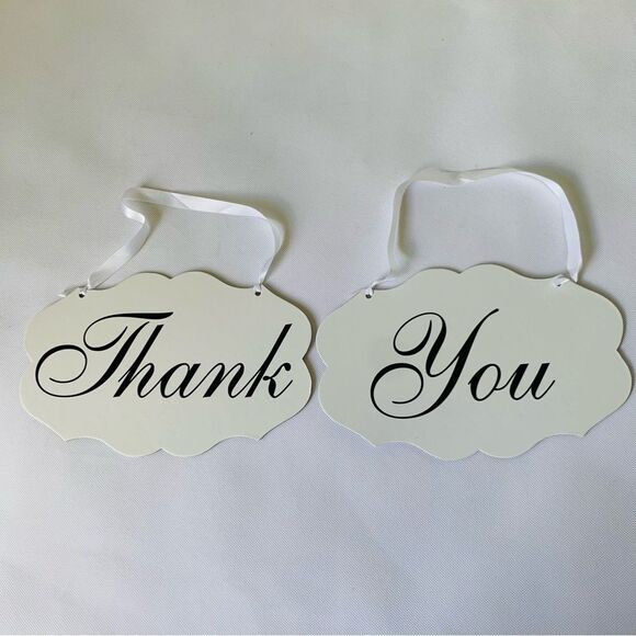 Wedding Signs Bride Groom Reversible Thank You Chair Door Photos 6.5" x 10" - Picture 2 of 4